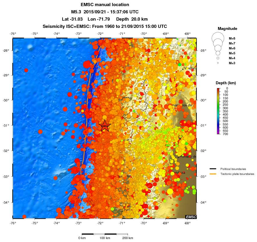 regional depth historical seismicity