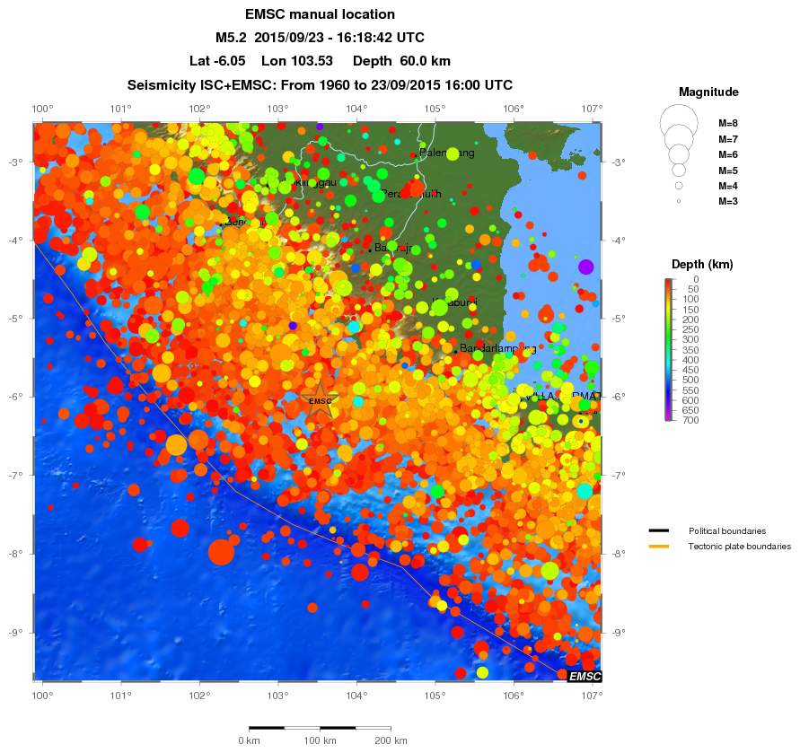 regional depth historical seismicity