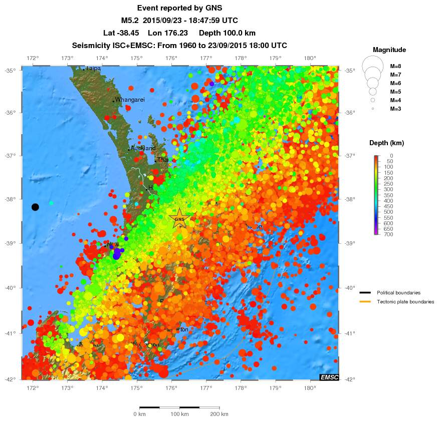regional depth historical seismicity