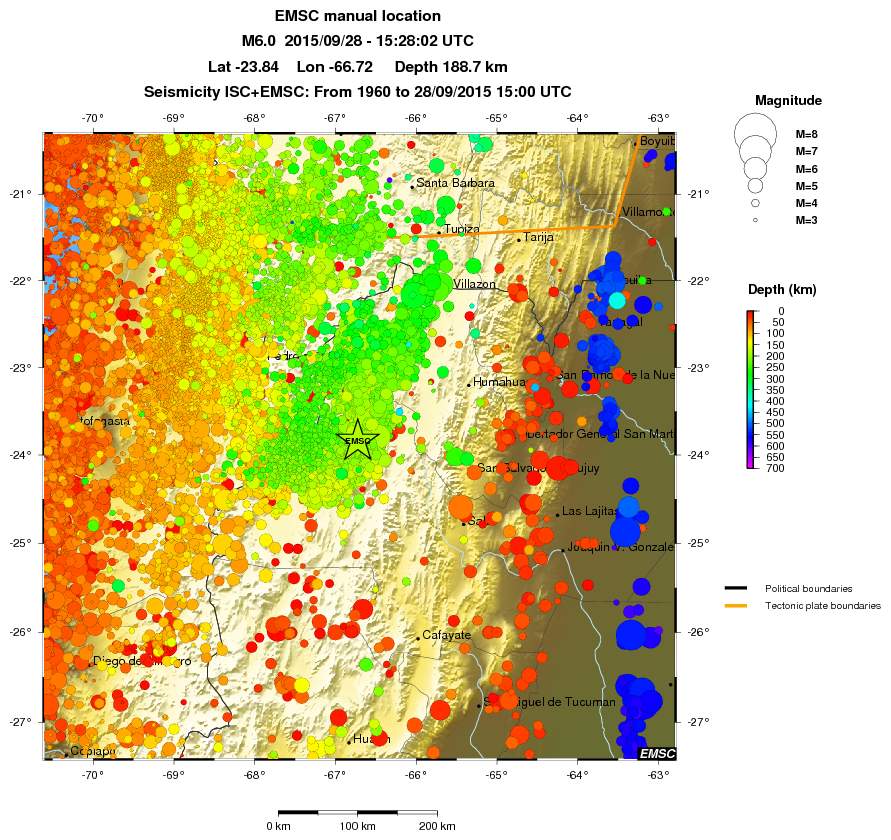 regional depth historical seismicity