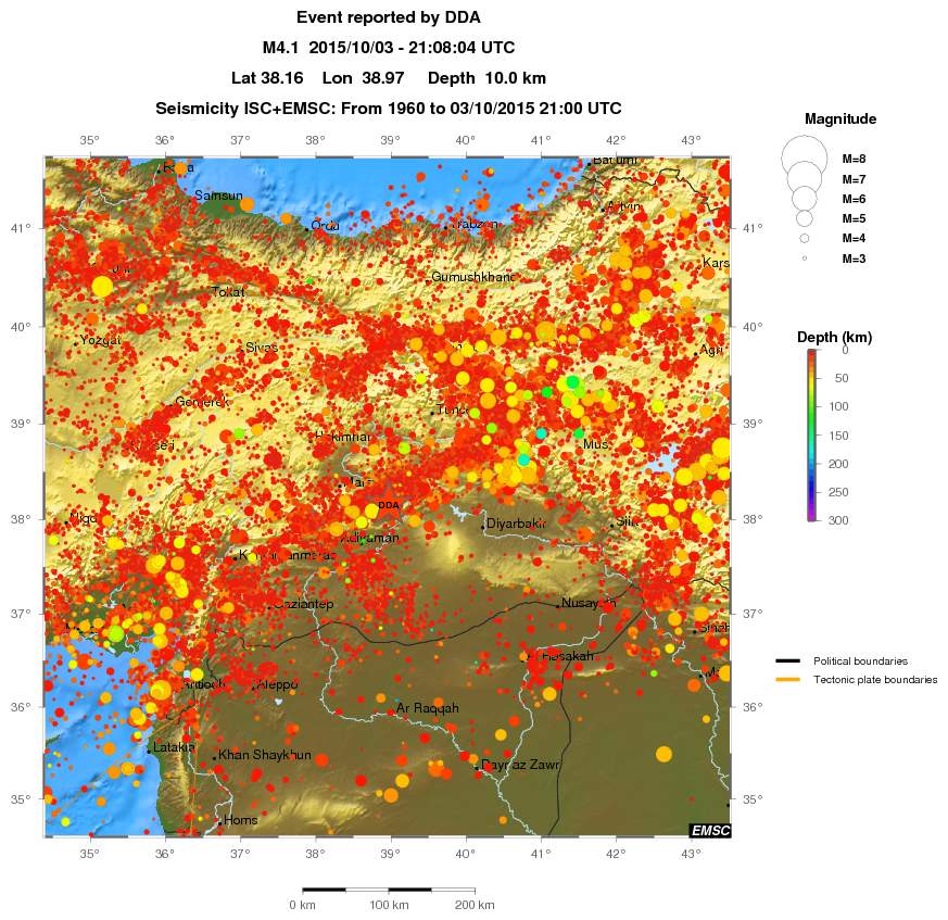 regional depth historical seismicity