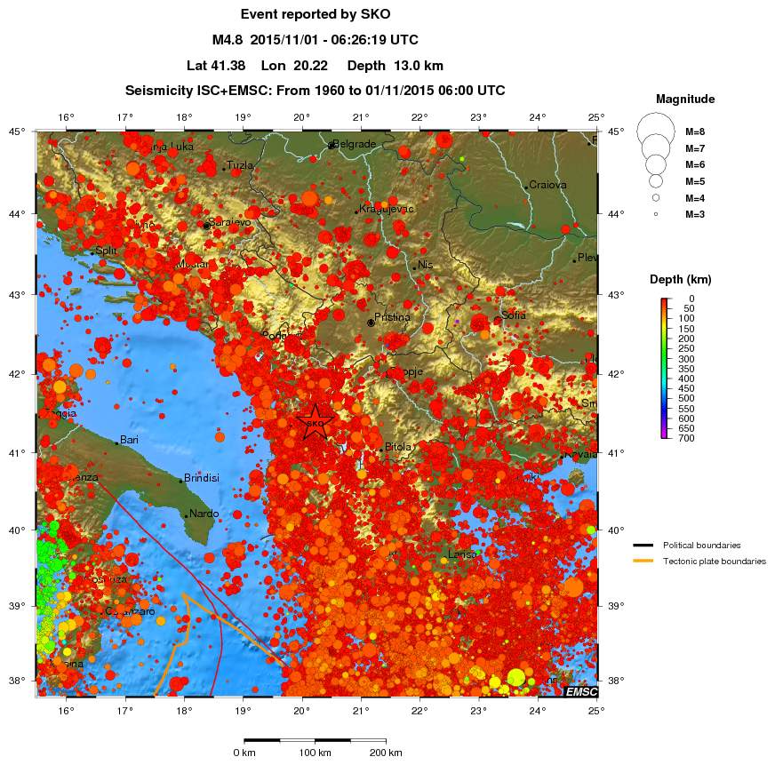regional depth historical seismicity