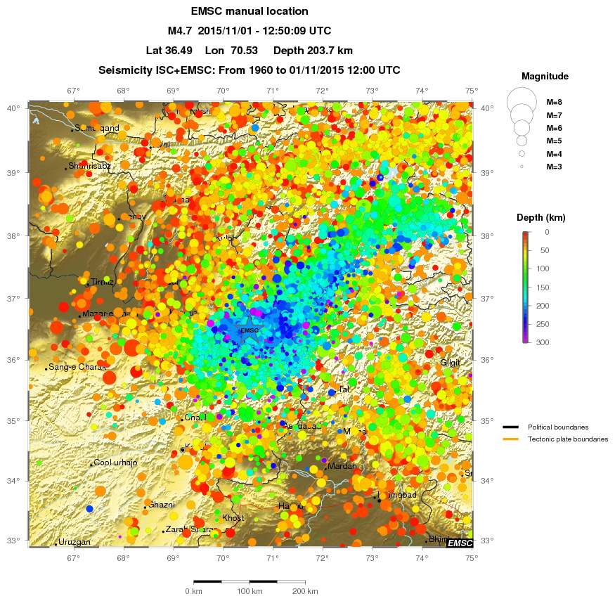 regional depth historical seismicity