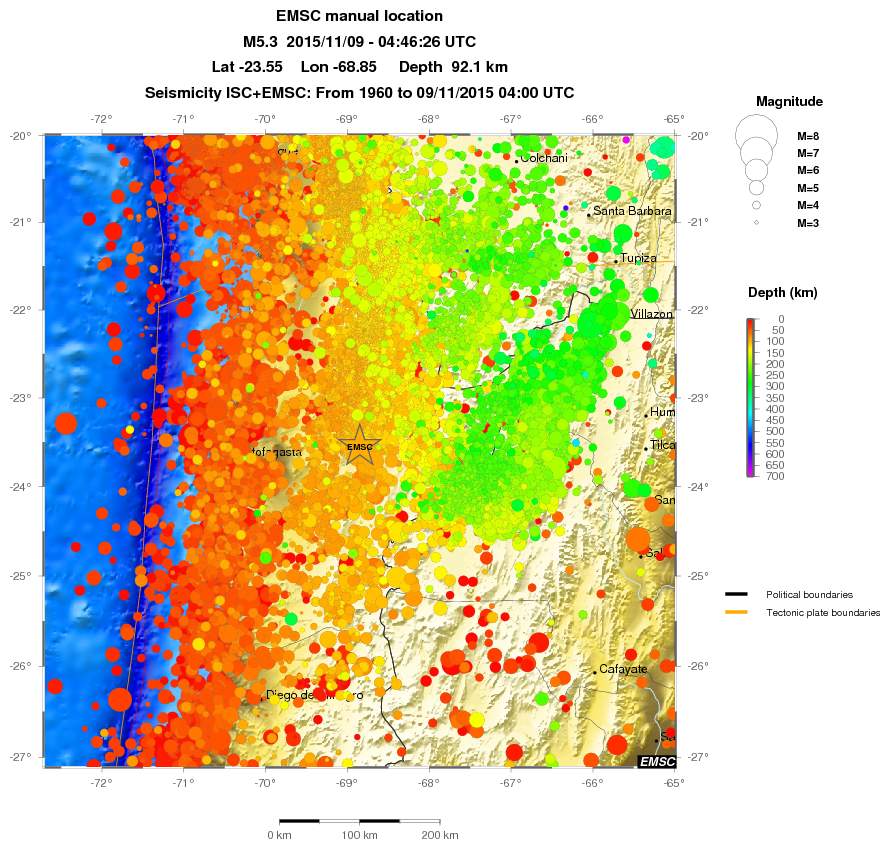regional depth historical seismicity