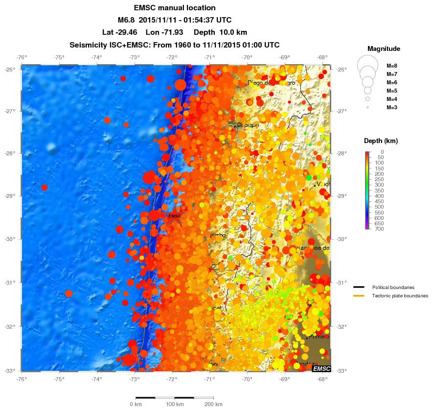 regional depth historical seismicity
