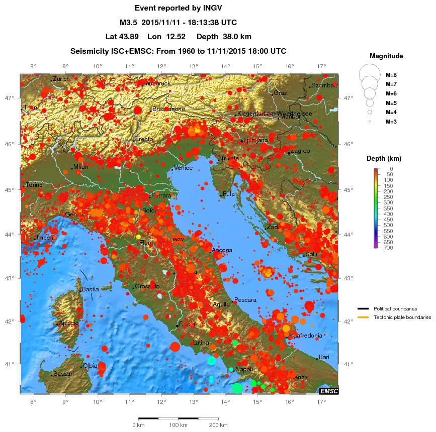 regional depth historical seismicity