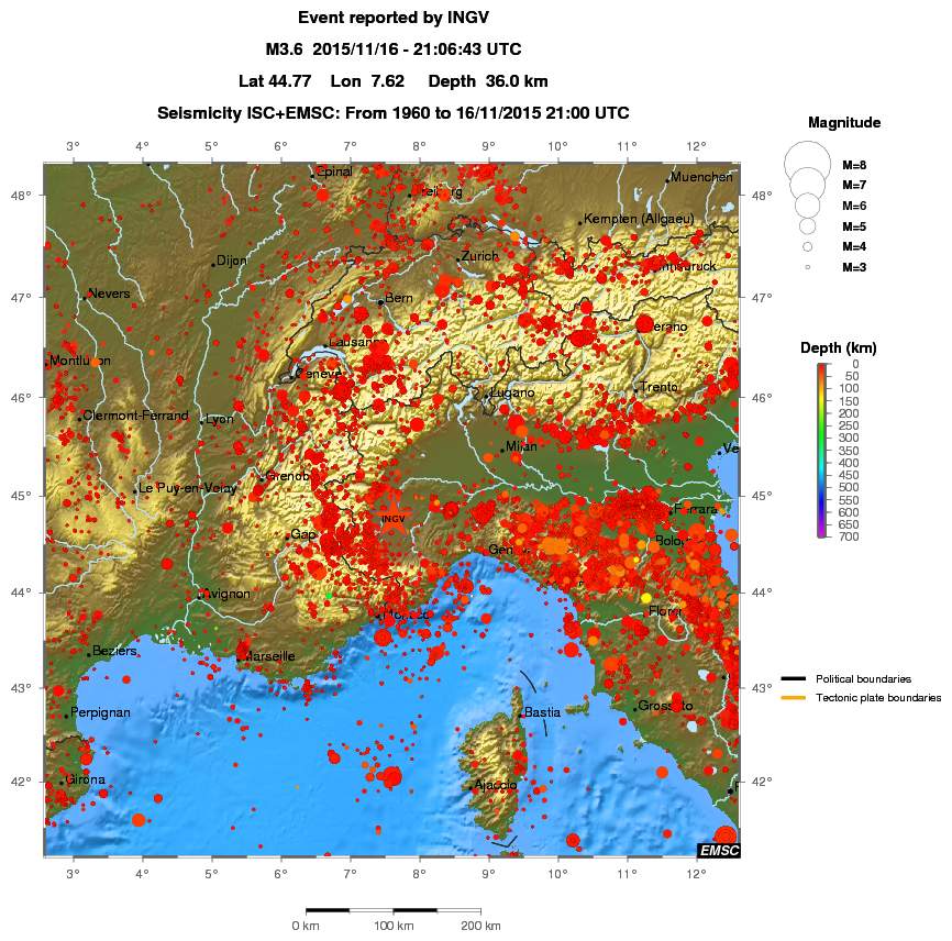 regional depth historical seismicity