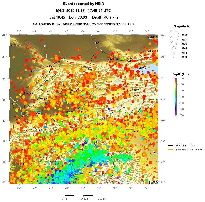 regional depth historical seismicity