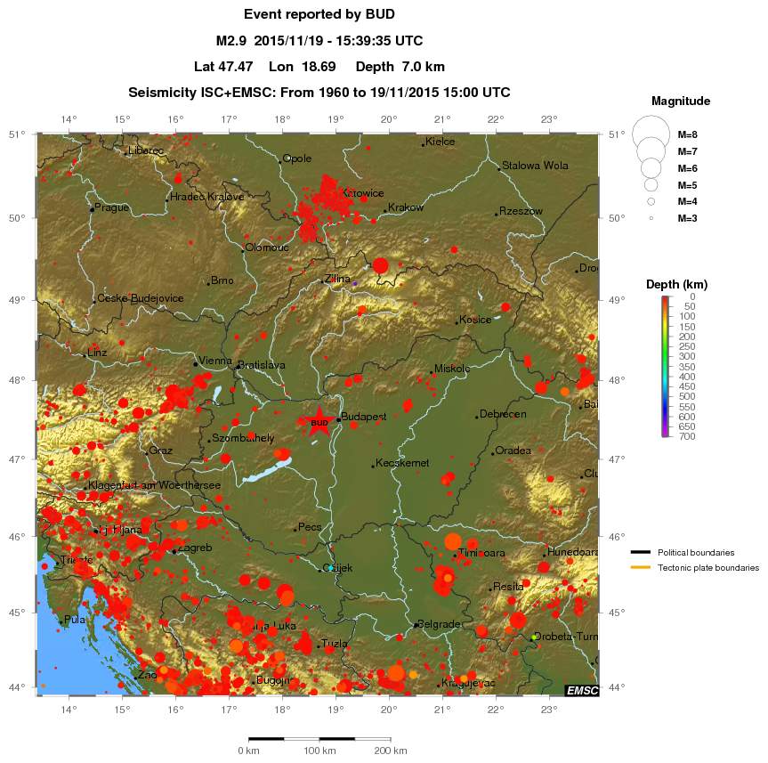 regional depth historical seismicity