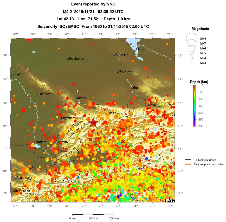 regional depth historical seismicity
