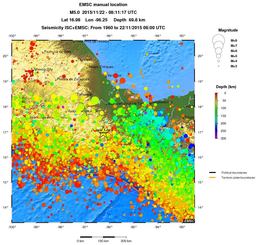 regional depth historical seismicity