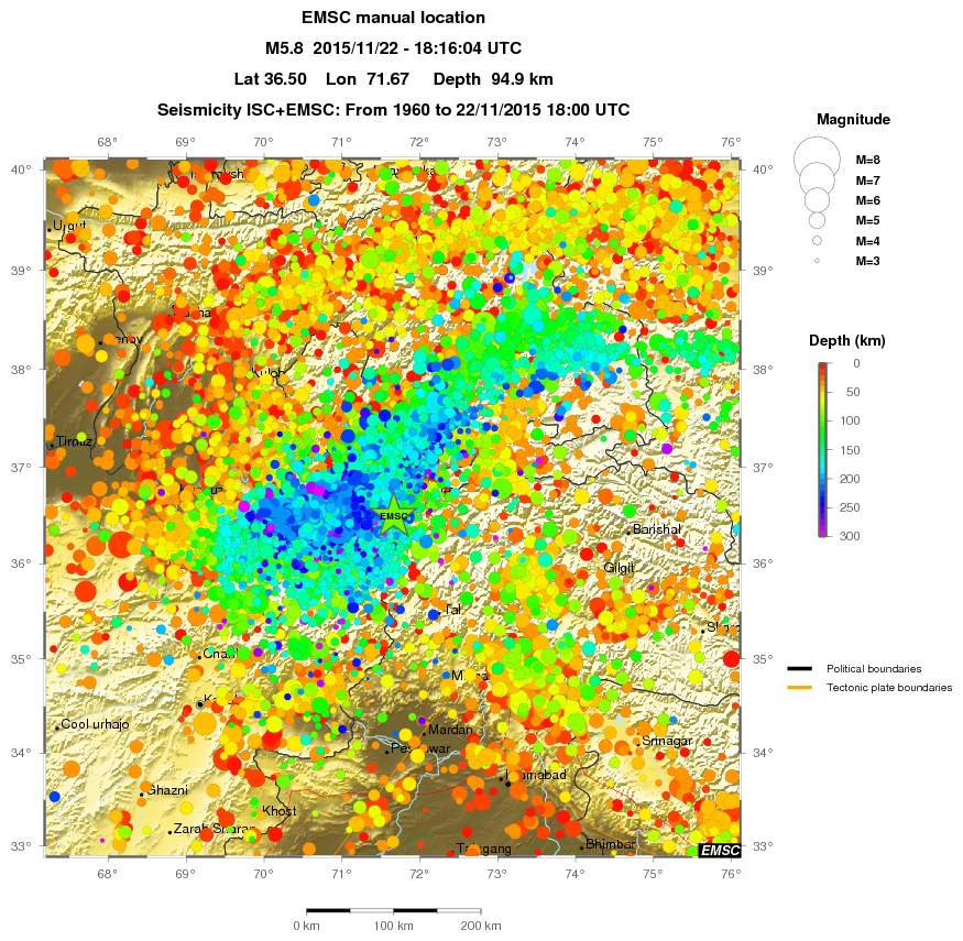 regional depth historical seismicity