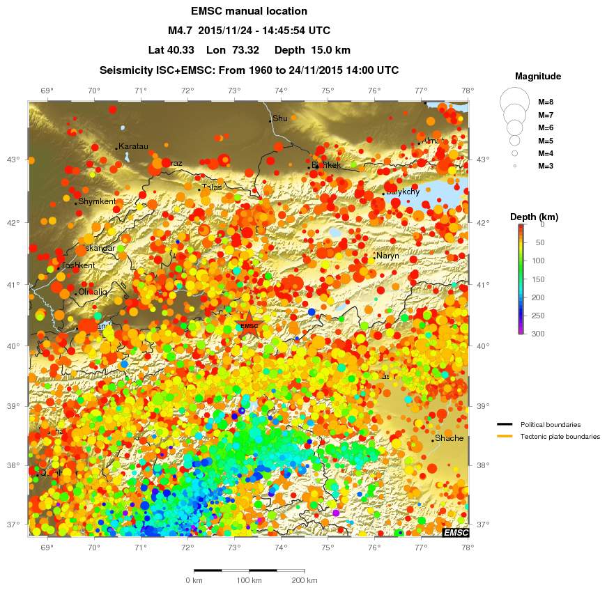 regional depth historical seismicity