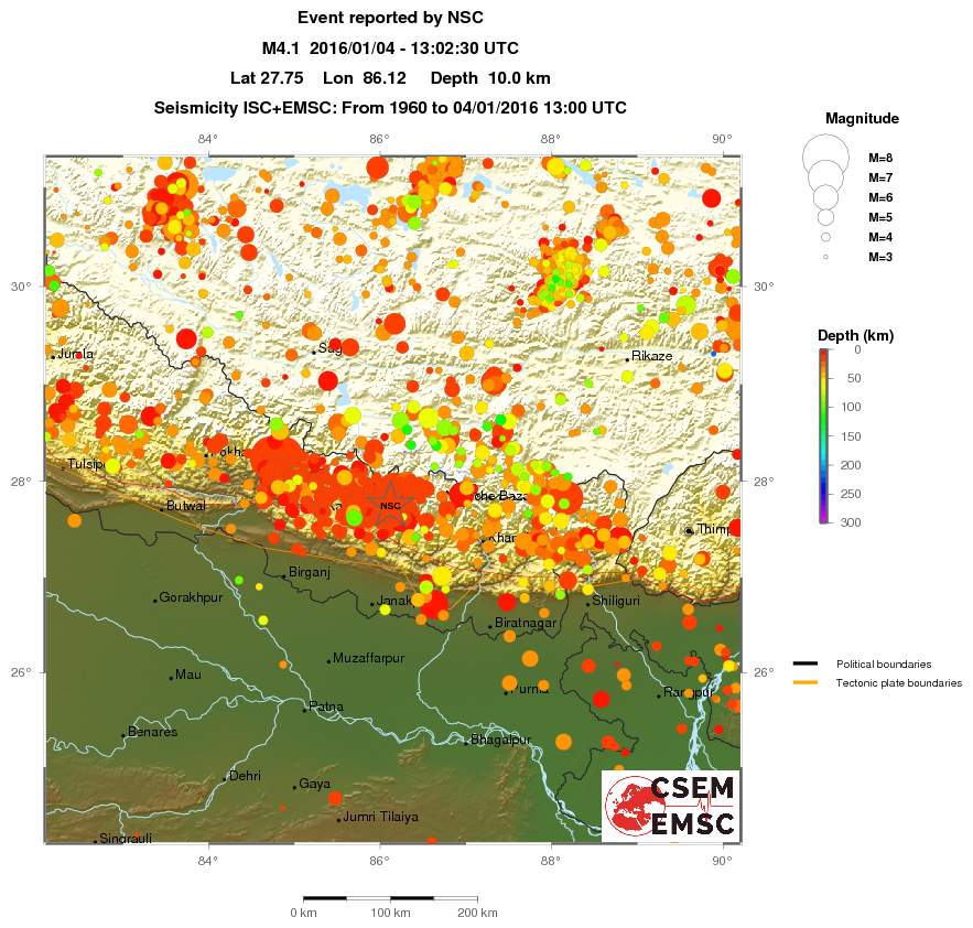 regional depth historical seismicity