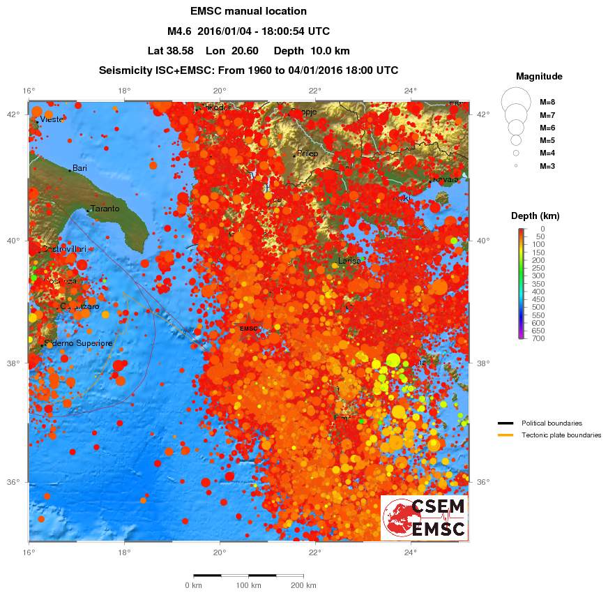 regional depth historical seismicity