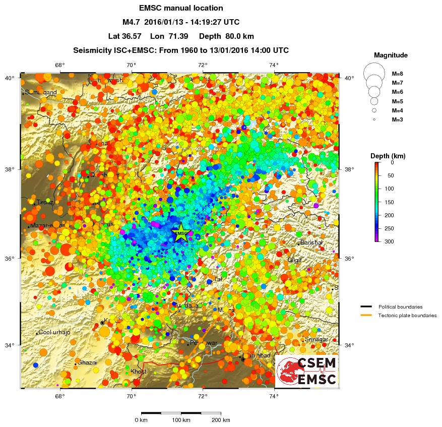 regional depth historical seismicity