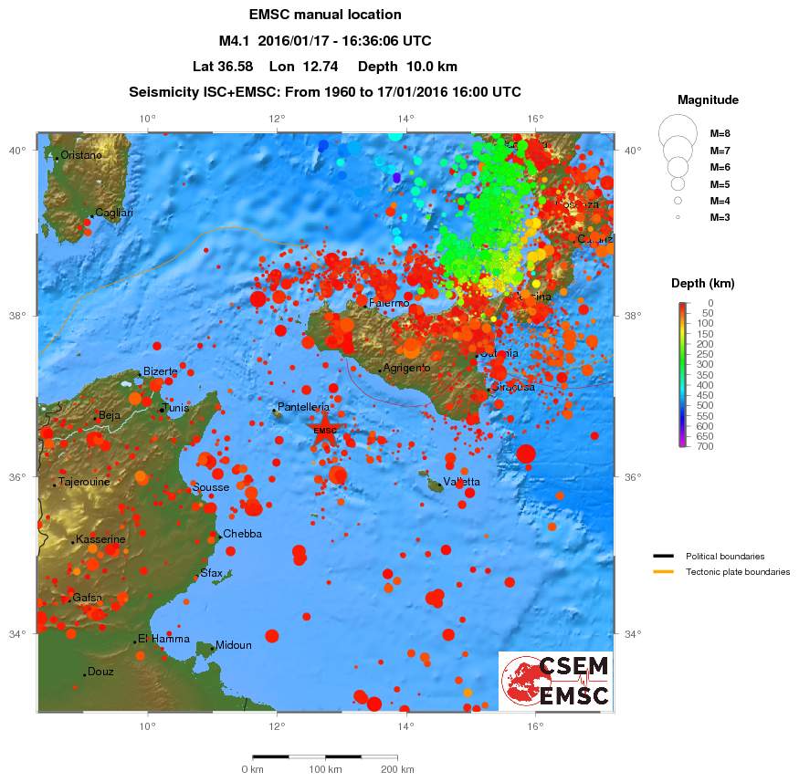 regional depth historical seismicity