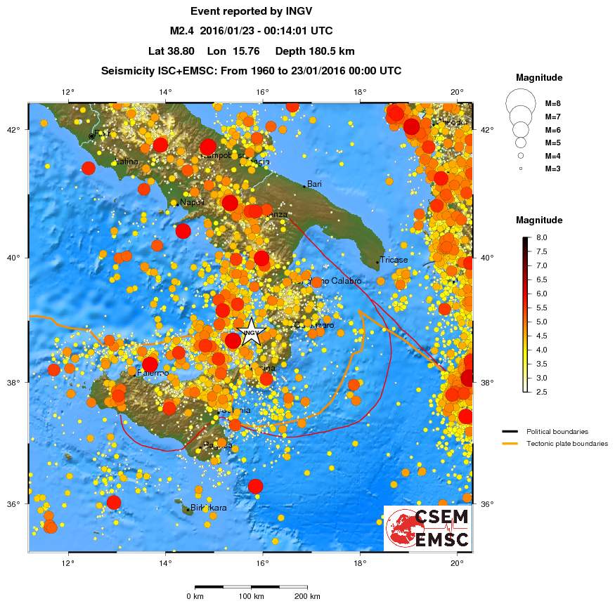 regional magnitude historical seismicity