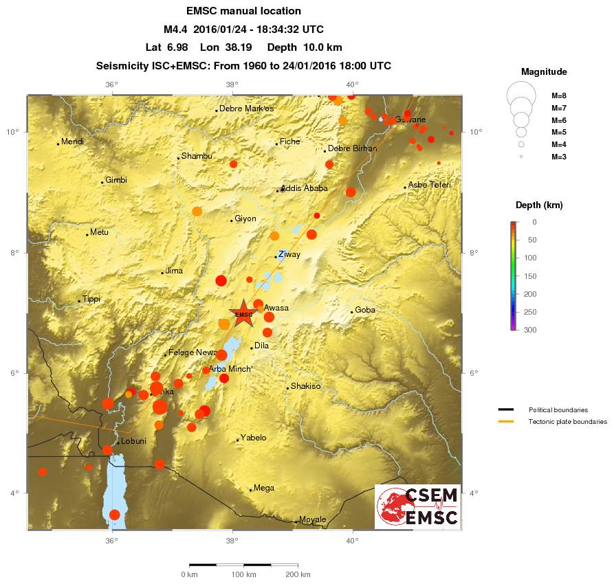 regional depth historical seismicity