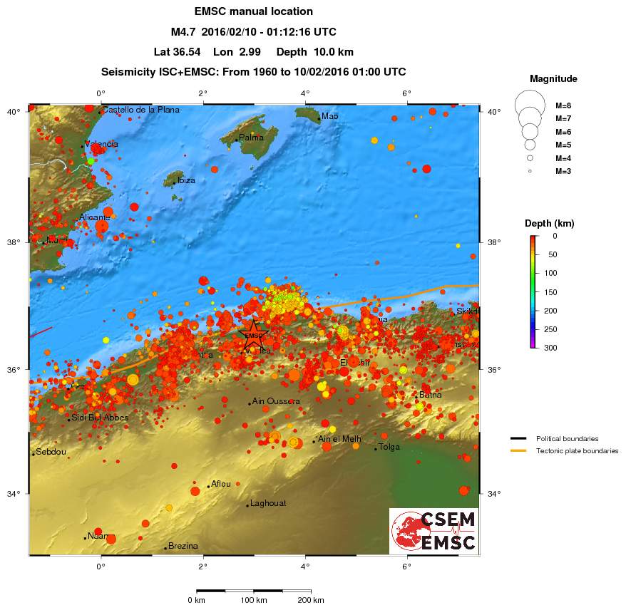 regional depth historical seismicity