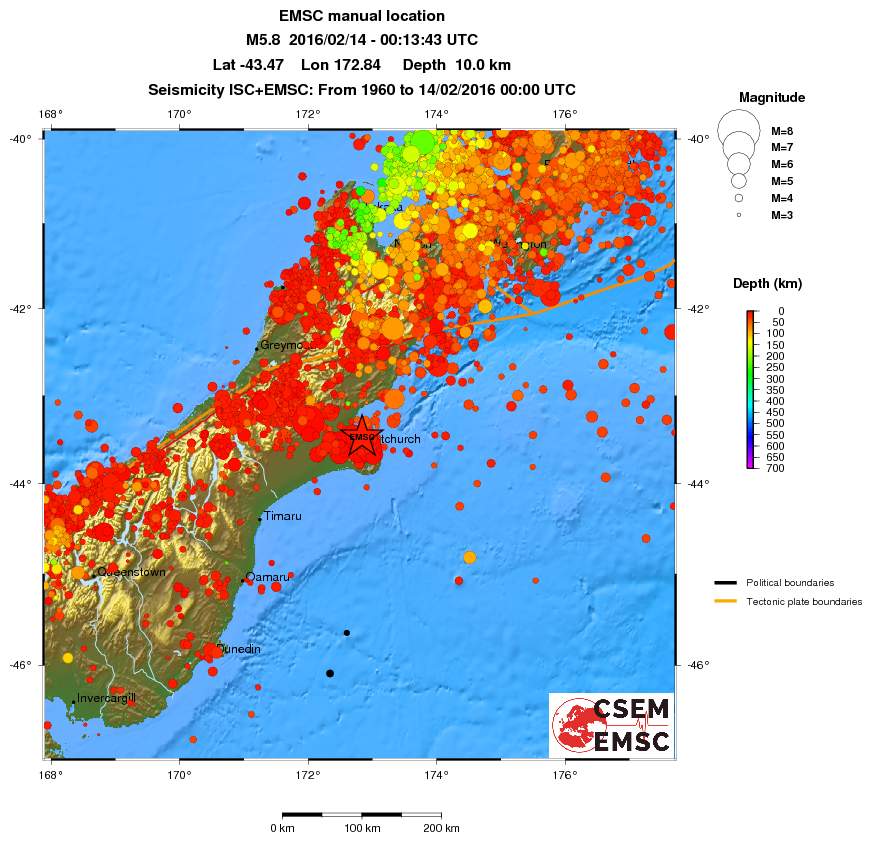 regional depth historical seismicity