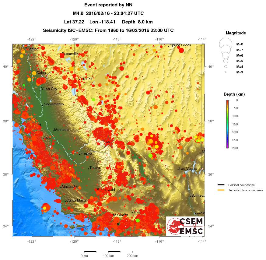 regional depth historical seismicity