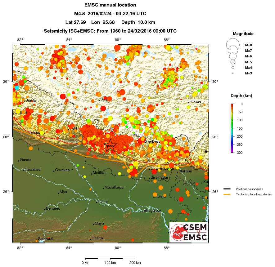 regional depth historical seismicity