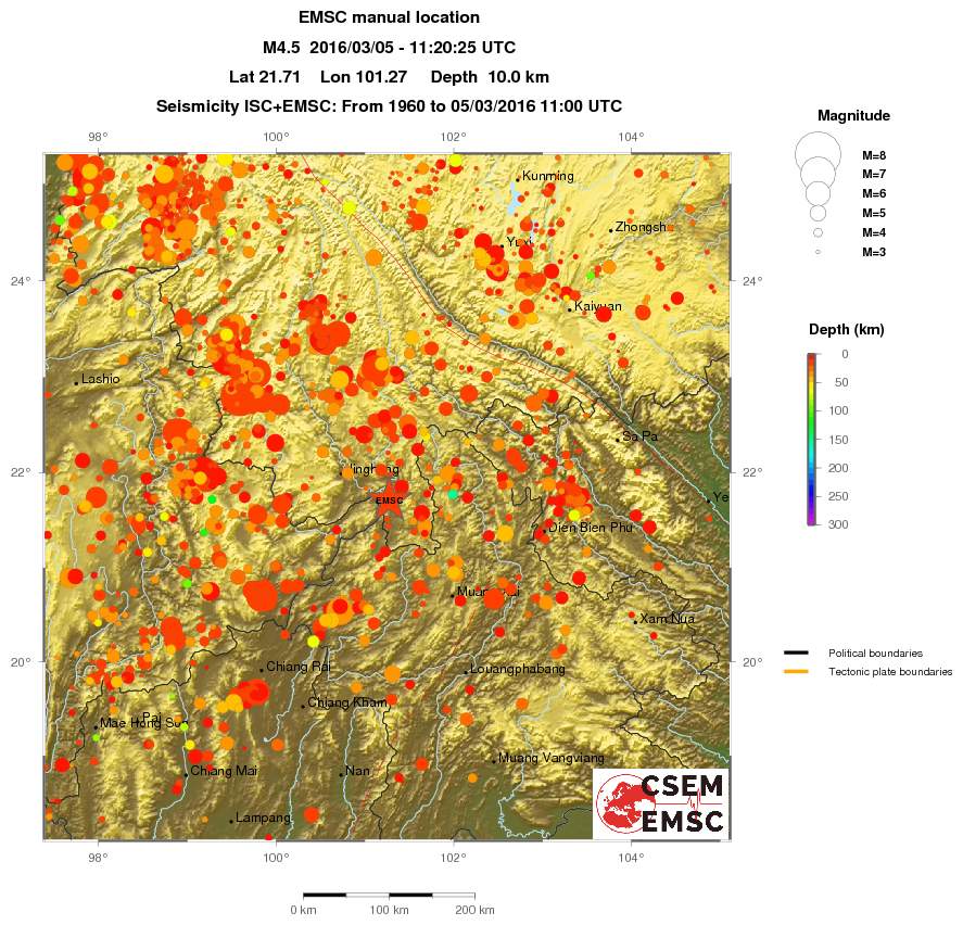 regional depth historical seismicity
