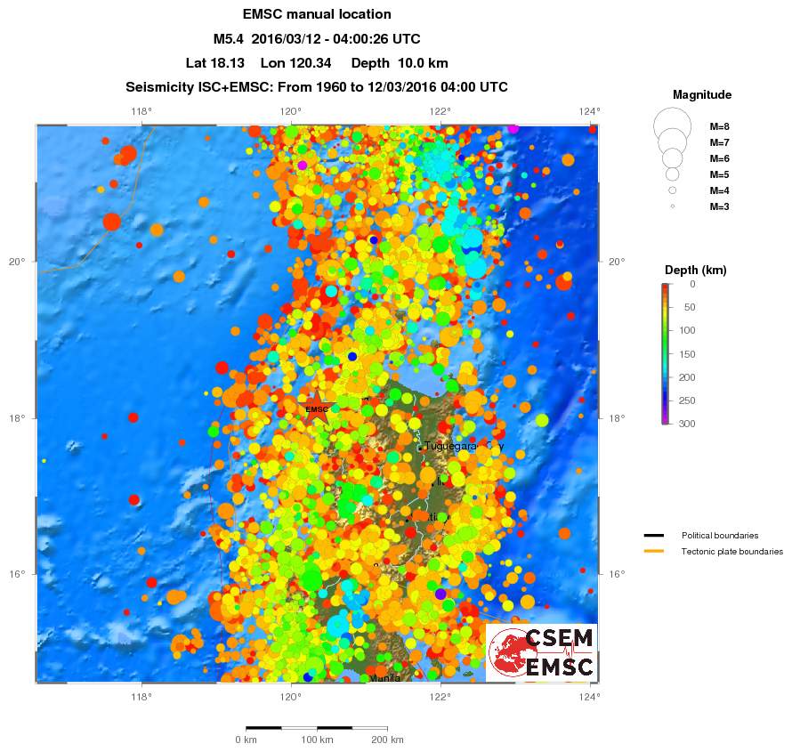 regional depth historical seismicity