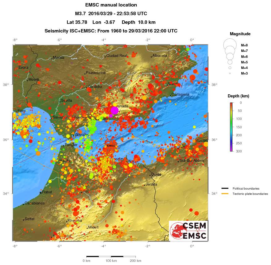 regional depth historical seismicity