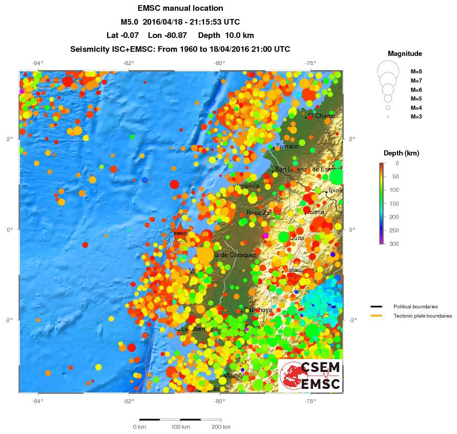 regional depth historical seismicity