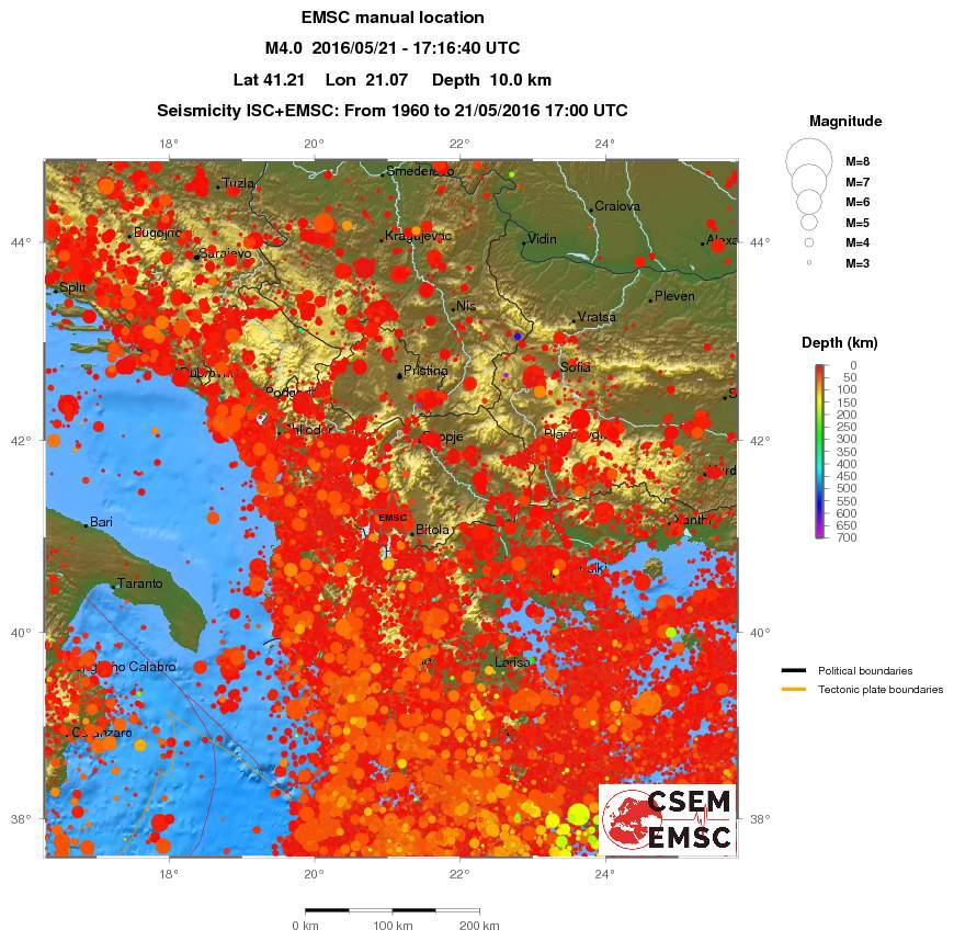 regional depth historical seismicity