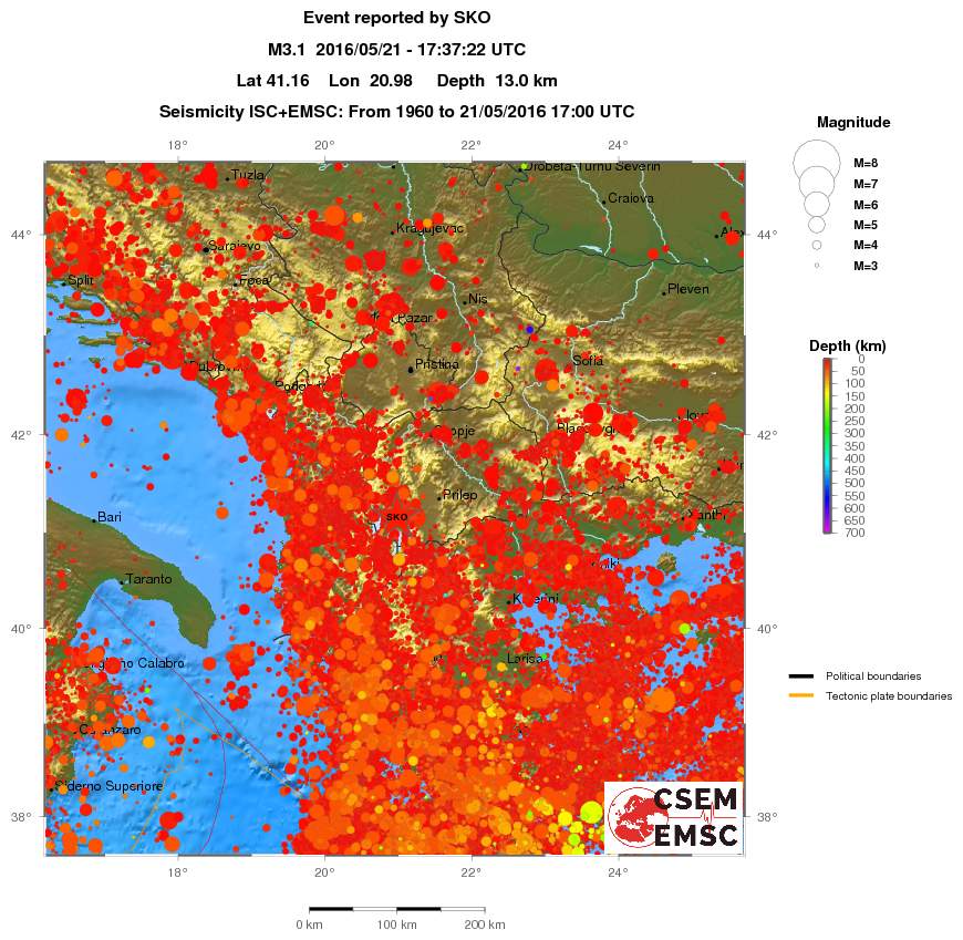 regional depth historical seismicity