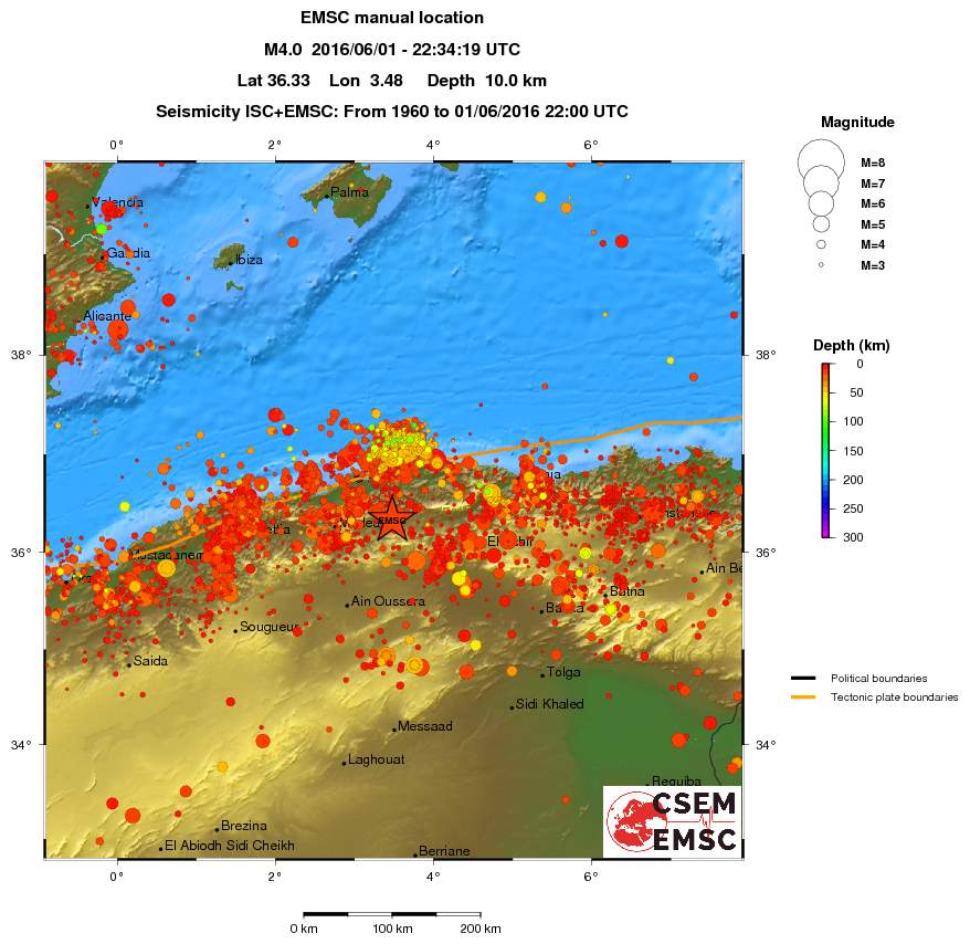 regional depth historical seismicity