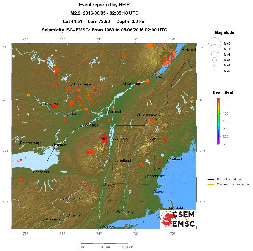 regional depth historical seismicity