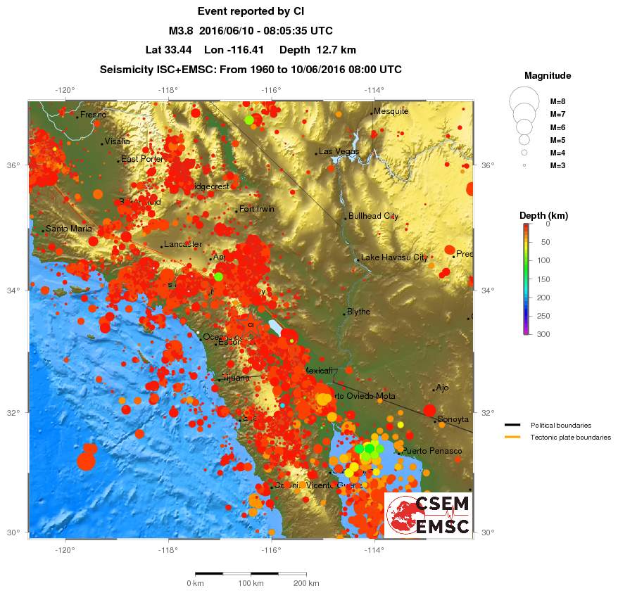 regional depth historical seismicity