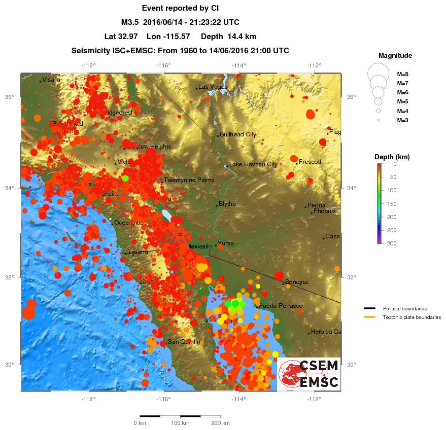 regional depth historical seismicity