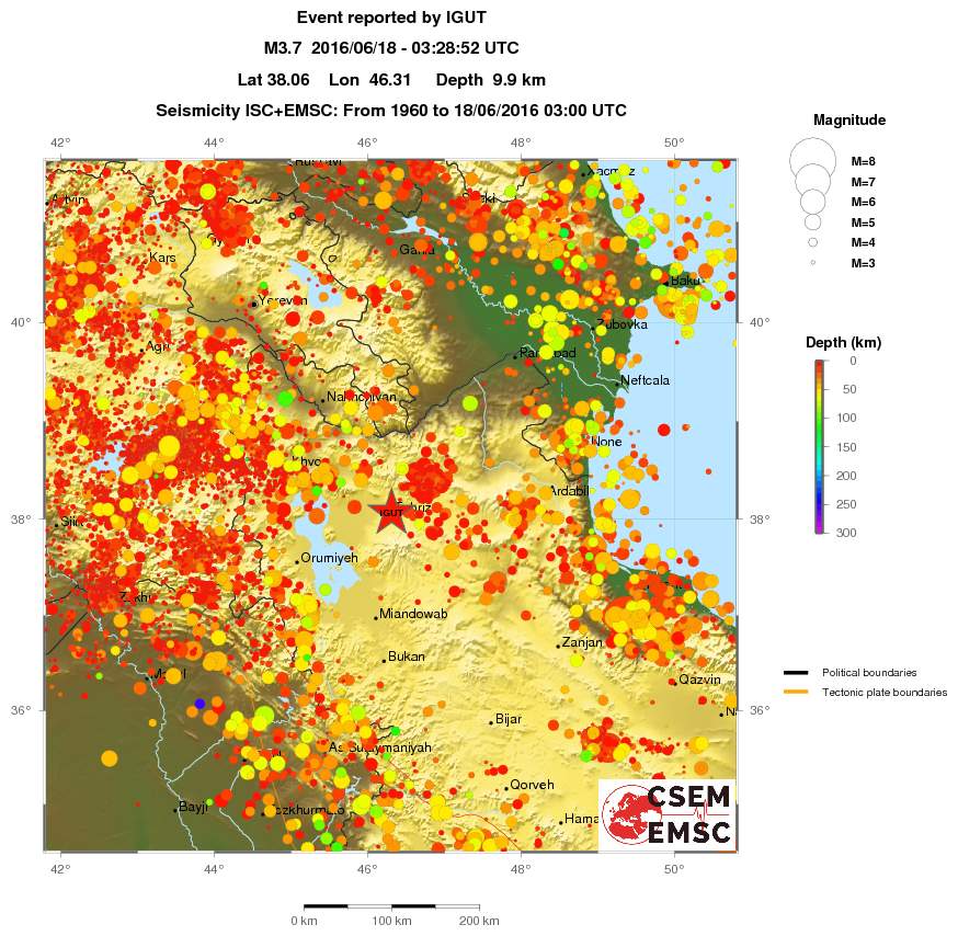 regional depth historical seismicity