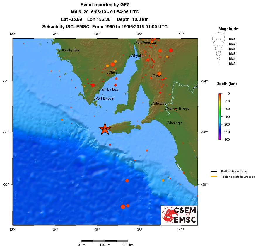 regional depth historical seismicity
