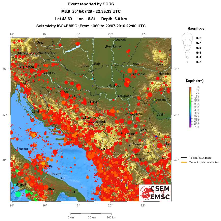 regional depth historical seismicity