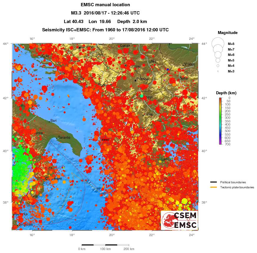 regional depth historical seismicity