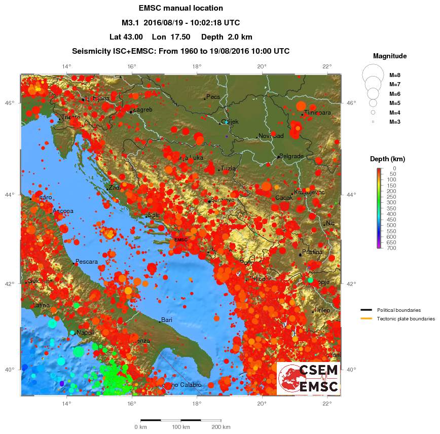 regional depth historical seismicity