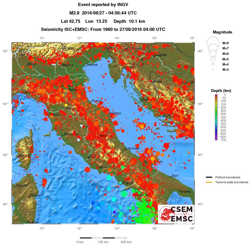 regional depth historical seismicity