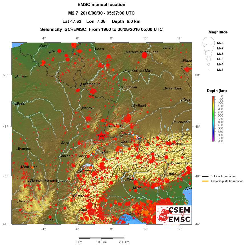 regional depth historical seismicity