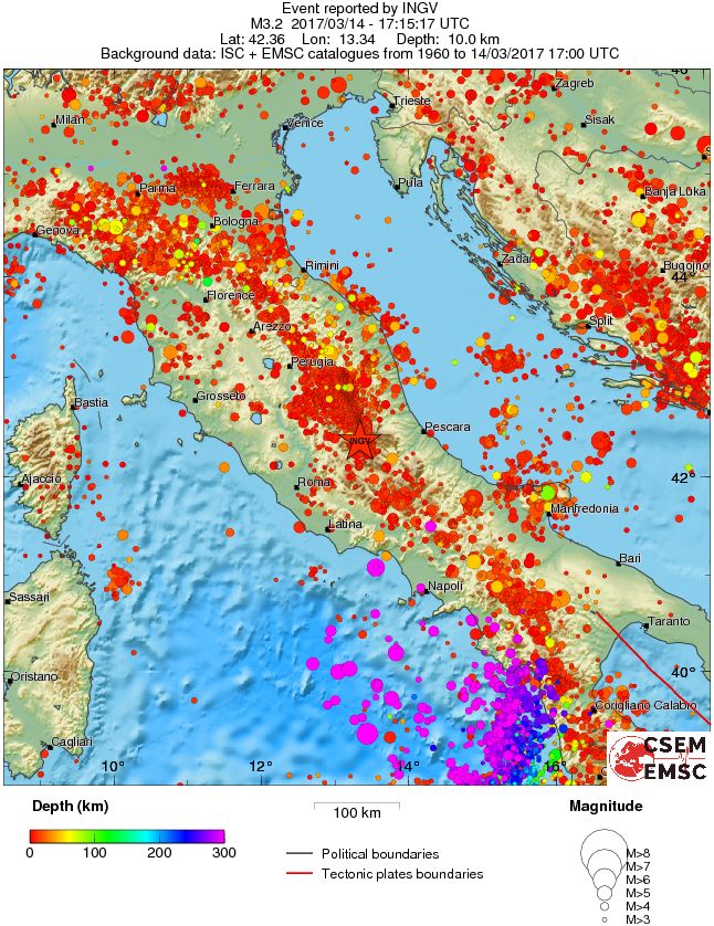 regional depth historical seismicity