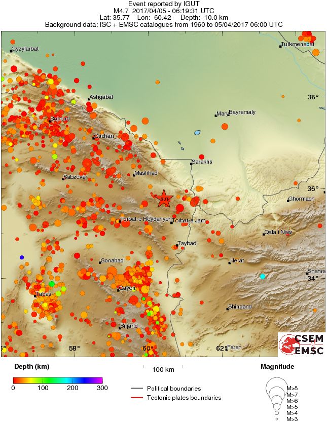 regional depth historical seismicity