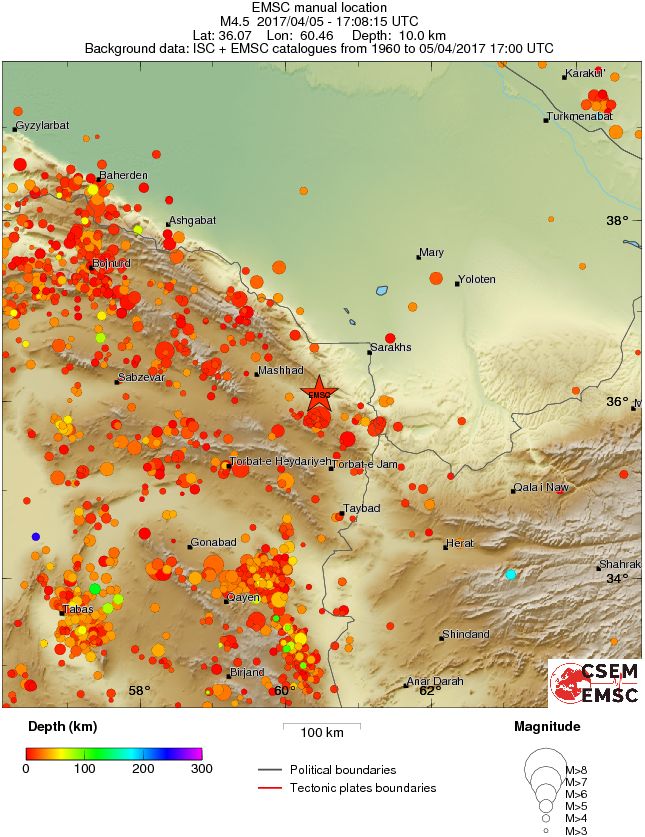regional depth historical seismicity