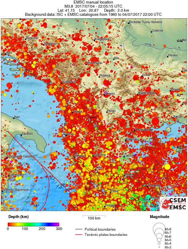 regional depth historical seismicity