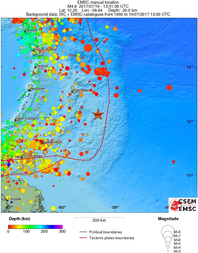 regional depth historical seismicity