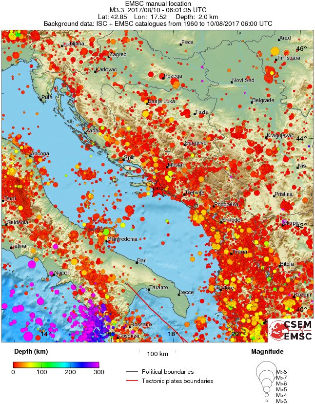 regional depth historical seismicity